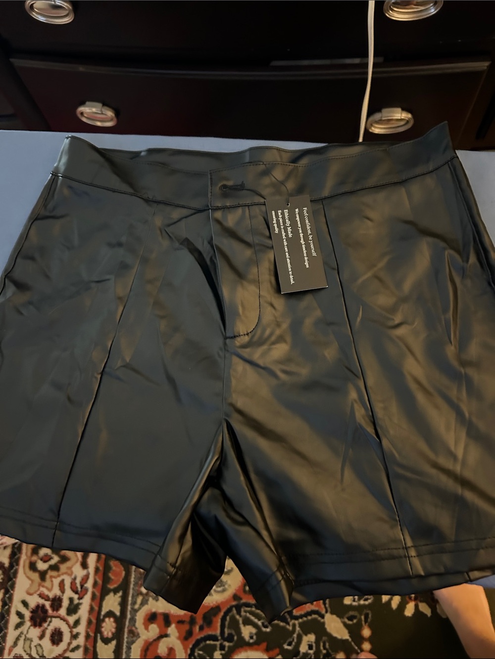 Faux Leather Black High-Waist Shorts